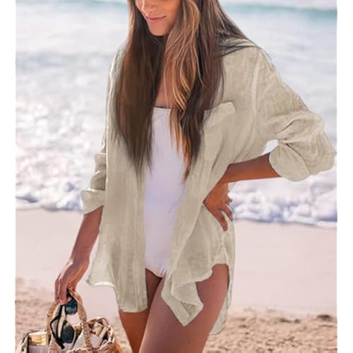 Bathing Suit Cover Ups for Women, Long Sleeve Swimwear Button Down Shirt Dress Swimsuit Bikini Beach Cover Up