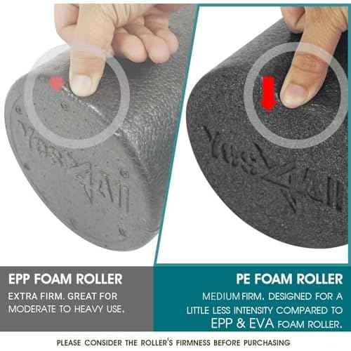 Yes4All Medium Firm Round PE Foam Roller 12, 18, 24, 36 Inches for Pilates, Yoga, Stretching, Balance & Core Exercises