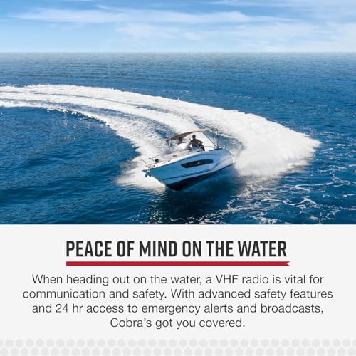 Cobra VHF Marine Radio - MR HH150 FLT - 3 Watt, Floating, Long Range, Handheld, NOAA, International, Waterproof, Submersible, Weather Alerts, LCD Screen, Belt Clip