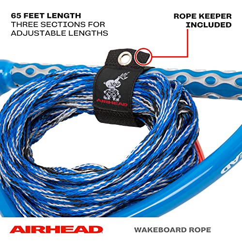Multicolor 65-Foot Wakeboard Rope with EVA Grip Handle & Storage