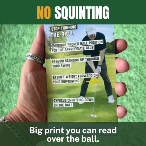 Golf Practice & Play Cheat Sheets Yardage Training Aid - Waterproof Pocket Guide
