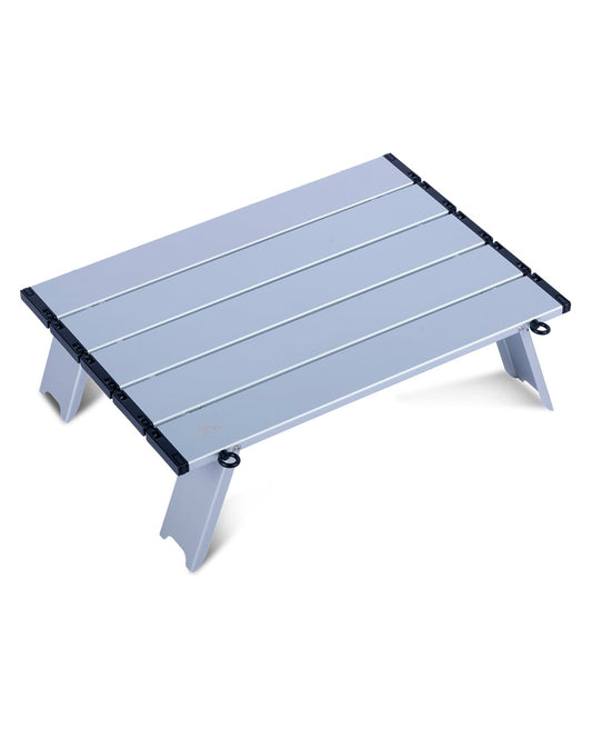 iClimb Ultralight Compact Mini Beach Picnic Folding Alu. Table with Carry Bag, Two Size (Silver - S)