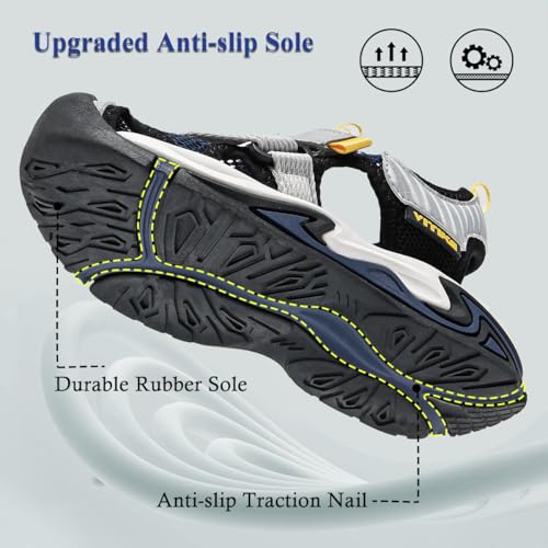 Kids Water Shoes Boys Girls Outdoor Hiking Sandals - 6 Big Kid Blue Yellow