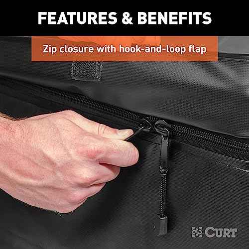 CURT 18210 56 x 18 x 21-Inch Weather-Resistant Black Vinyl Cargo Bag for Hitch Carrier
