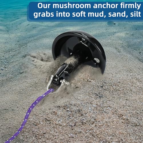 5lb Mushroom Anchor Kit for Small Boat Kayak Canoe with Rope & Accessories - Up to 8ft Watercraft