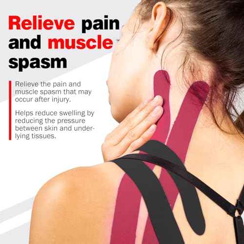 AZEN 3 Rolls Kinesiology Tape, 16.4 ft Waterproof Kinetic Tape for Joints Support and Muscle Pain Relief, Uncut Muscle Tape, Knee Tape, Athletic Tape - Black