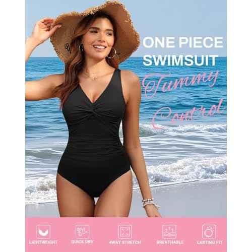 Holipick Women Tummy Control One Piece Swimsuit - Push Up Bathing Suit Full Coverage Slimming Swimwear