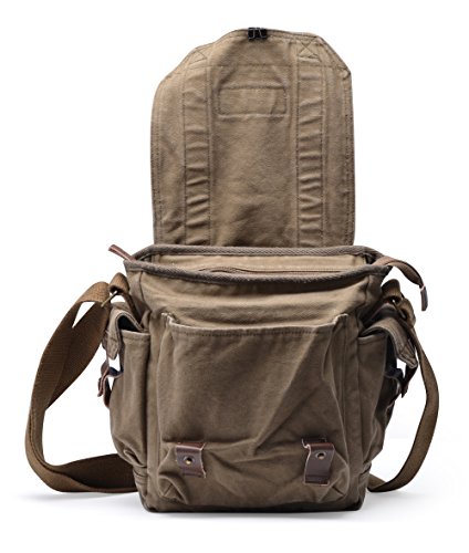 GOOTIUM Small Canvas Messenger Bag - Medium Field Tan Vintage Shoulder Satchel