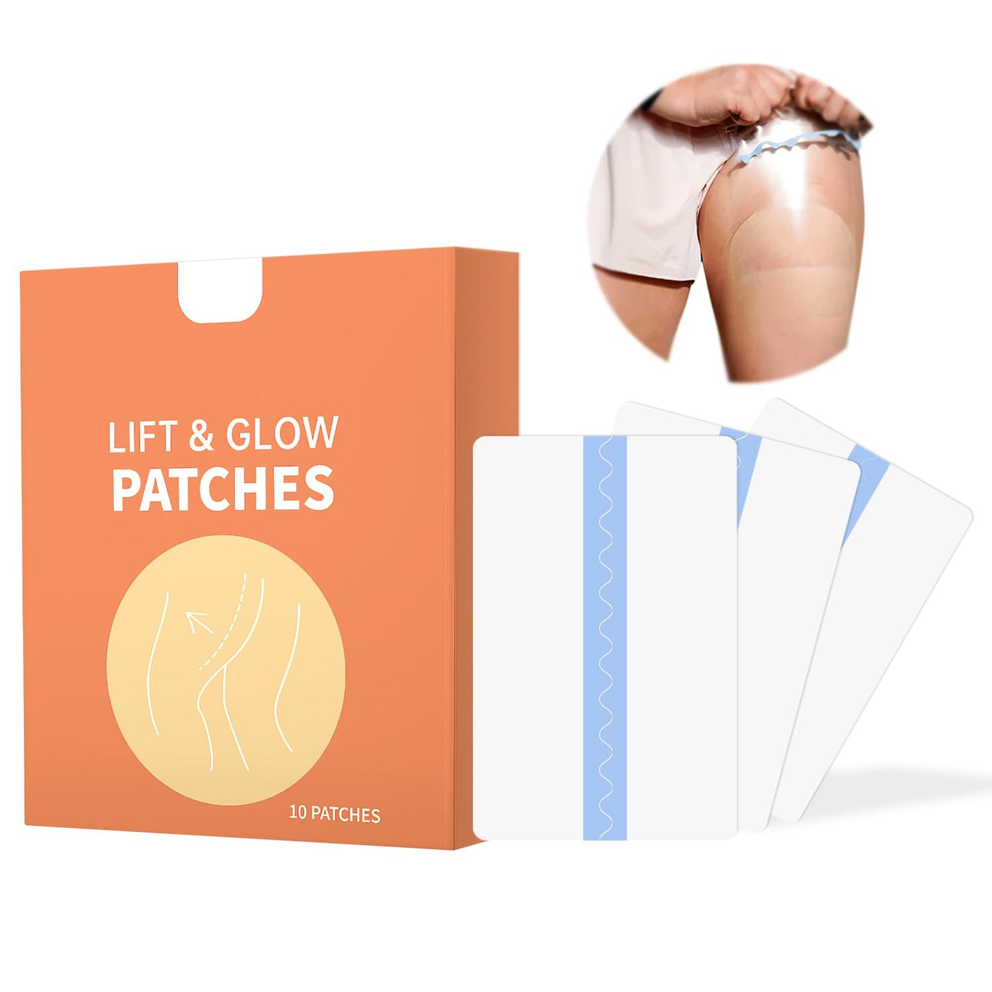 10PCS Hey Nip Thigh Lift Tape,Lift and Glow Patches Legs,Instant Lift Invisible Patches,Transparent Anti-Chafing Skin Lifting & Firming,Invisible Waterproof Adhesive Body Tape,for Inner Thighs
