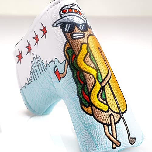 Pins & Aces USA Head Cover - Chicago Dog Golf Club Protector, Hand-Made Leather