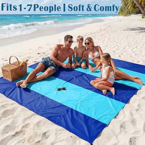 Oversized Waterproof Sandproof Beach Blanket 78" x 110" - Family Size, Easy Carry, Multi-Use