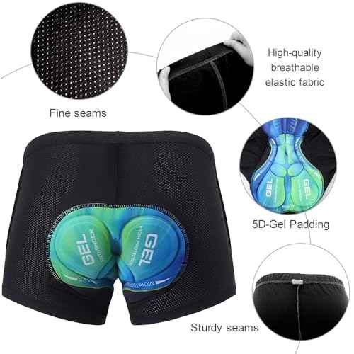 Men's Cycling Underwear Shorts 5D Padded Gel Mountain Bike Bicycle MTB Liner with Breathable, Quick Drying Shockproof