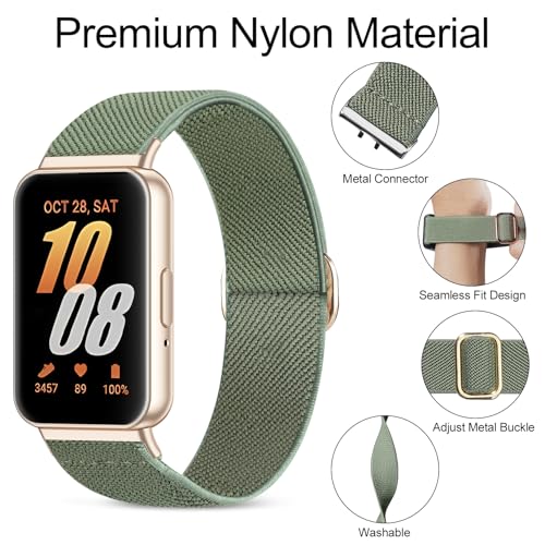 Conidido 5 Pack Sporty Nylon Watch Bands for Galaxy Fit 3 SM-R390 - Adjustable, Lightweight, Elastic - Variation Pack2
