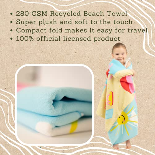 Peppa Pig Kids Recycled Lightweight Beach Towel – 58x28 Inches, Eco-Friendly, Super Soft, Licensed