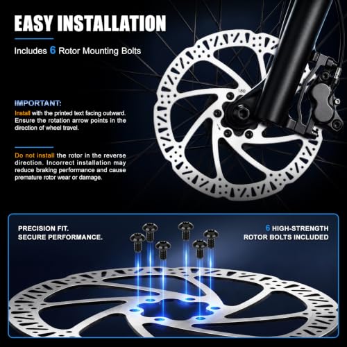 ELVANO 180mm Bike Disc Brake Rotor with 6 Bolts - 1 Piece