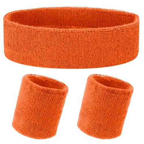 Yolev 3Pieces Sweatband Set, Sports Headband and Wristbands, Set of 1 Headband and 2 Wristbands, for Athletic Men and Women, Black and Neon Green, One Size(Light Green)
