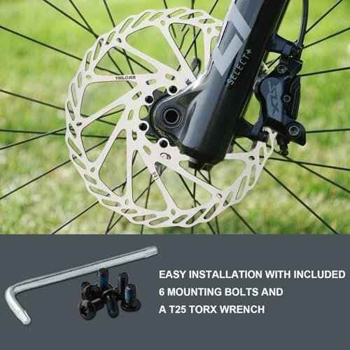 180mm Disc Brake Rotor With 6 Bolts & T25 Torx Tool, Stainless Steel Bike Rotor for Mountain Bike/Road Bike/MTB/BMX, Fits 44mm Threaded Hub (Anti-Rust & Heat-Resistant) (180mm*1pcs)