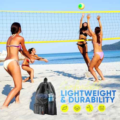 Mesh Swim Bag Beach Drawstring Backpack, Waterproof Gym Bags for Women and Men, Large Pool Bag Swimming Gear for Swimmers