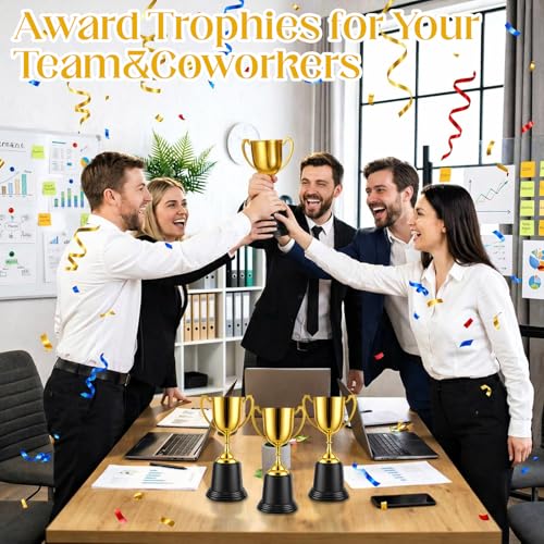 8 Pack 9 Inch Gold Trophy Award - Plastic Gold Trophy Set for Recognition