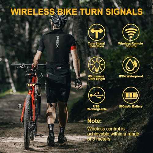JINKEY Smart Bike Tail Light with Turn Signals, USB Rechargeable Wireless Bicycle Turn Signal Lights, Remote Control Waterproof Rear Safety Warning Light for ebike Scooters