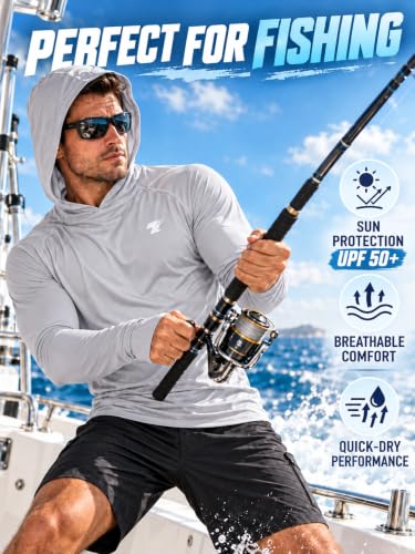 Men's UPF 50+ Sun Protection Shirts Hoodie Long Sleeve 3 Pack - Light Gray Blue Gray XXL