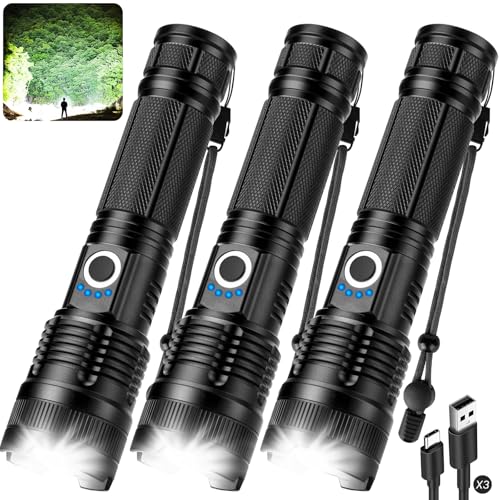High Lumens Rechargeable LED Flashlight 5 Modes Waterproof Handheld