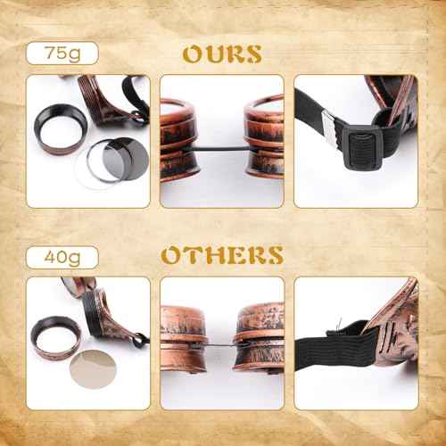 Adjustable Vintage Steampunk Goggles - Mad Scientist Style Gothic Glasses for Cosplay & Halloween Costumes