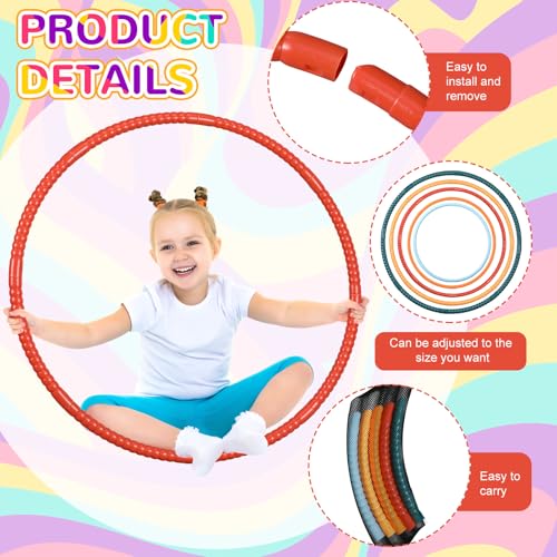 Poen 10 Pcs Adjustable Detachable Exercise Hula Hoop for Kids and Adults - Color