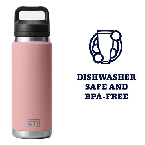YETI Rambler 26 oz Bottle, Leakproof, Vacuum Insulated, Stainless Steel with Chug Cap, Sandstone Pink