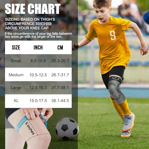 Kids Knee Brace Sleeve - Black Large Youth Compression Support for Boys & Girls