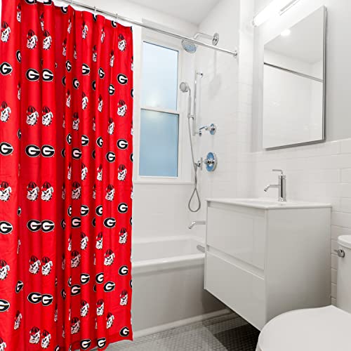 Georgia Bulldogs Shower Curtain Cover - Bright and Colorful 70 x 72 Inches with Buttonholes
