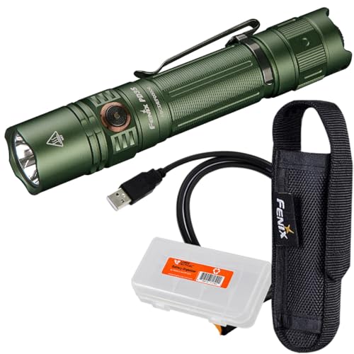 Fenix PD35 v3.0 Rechargeable Tactical Flashlight, 1700 Lumens EDC with Battery and Organizer (Green)