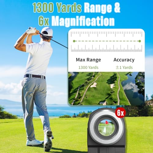 Laser Golf Rangefinder with Slope Switch and 1300 Yards Distance