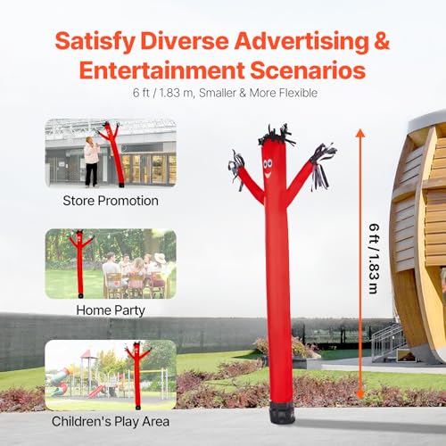 Inflatable Tube Man Set - 6 Ft Tall Wacky Waving Inflatable Dancing Figure with Waterproof Blower for Outdoor Advertising & Events