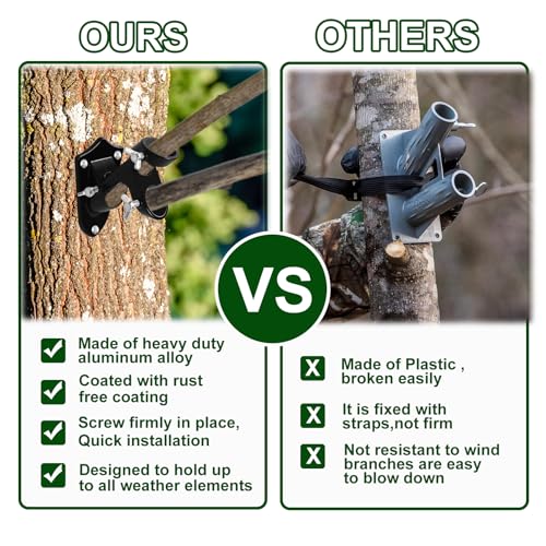 2 Pack Metal Deer Hunting Tree Branch Holders Adjustable Mounting Bracket with Stainless Hardware