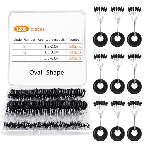 Fishing Bobber Stopper Set - Mixed Small Medium Large Oval Rubber Floats