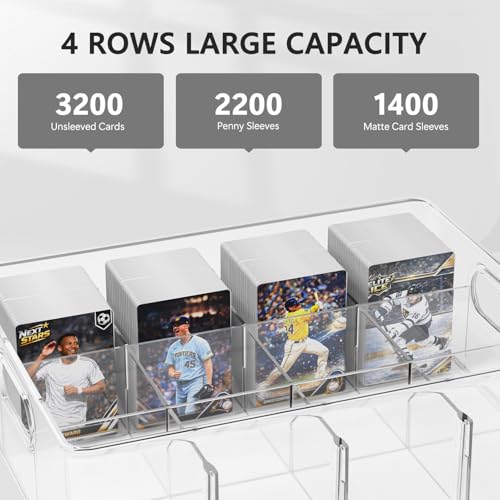 Large Clear Trading Card Storage Box with Drawer - Holds 3200 Cards, Organizer for Collectibles - Variation 1