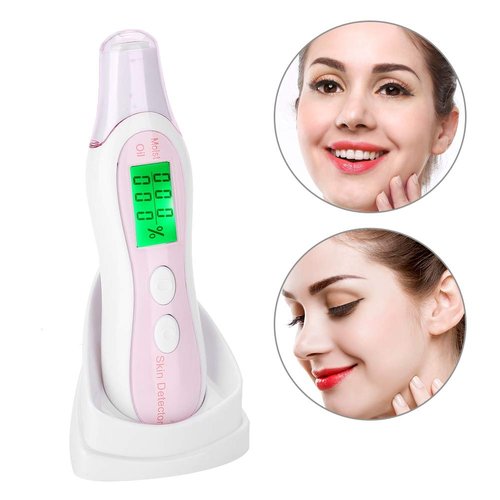 Skin Tester Skin Analyzer Oil Content Display Sensor for Care Product, Detector for Monitor Skin Care Products LCD Face, Skin Analyzer Sets Kits (White)
