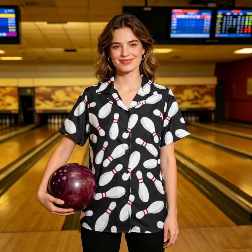 Women’s Bowling Shirts - Short Sleeve Button Down Gift Tee