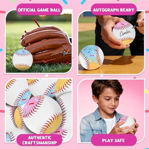 Personalized 9in PVC Practice Baseball Set with Pink Blue Drip - Ideal Sports Gift for Players Coaches Moms