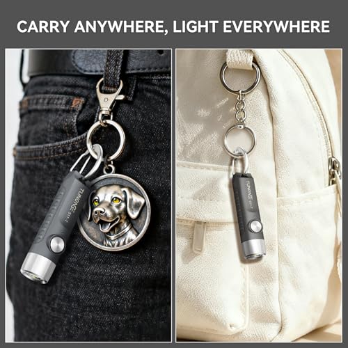 Grey Rechargeable Mini Keychain Flashlight with Magnet - 500 Lumens