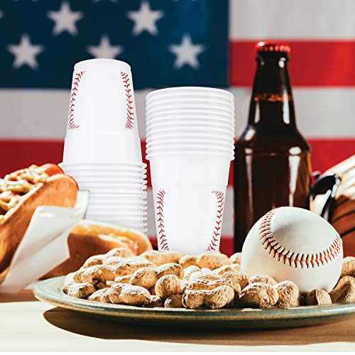 Neliblu Baseball-Themed 16 oz Plastic Cups, Pack of 30, Suitable for Birthday Party Supplies and Game Day