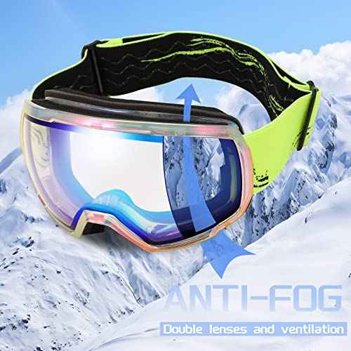 FEISEDY Goggles OTG - Over Glasses Motorcycle/Ski/Snowmobile Goggles for Men Women & Youth - 100% UV Protection B2960