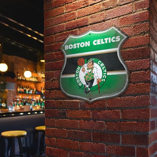 Milwaukee Bucks Rustic Metal Route Sign Basketball Sports Decor - Variation of Boston Celtics