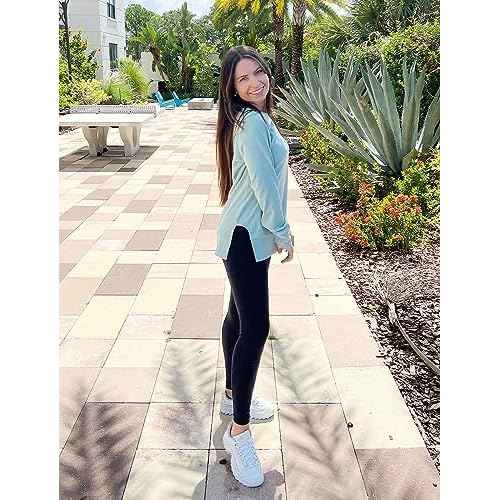 Saloogoe Sweatshirt for women Side Split Fall Fashion 2025 Long Sleeve Shirts Trending Now