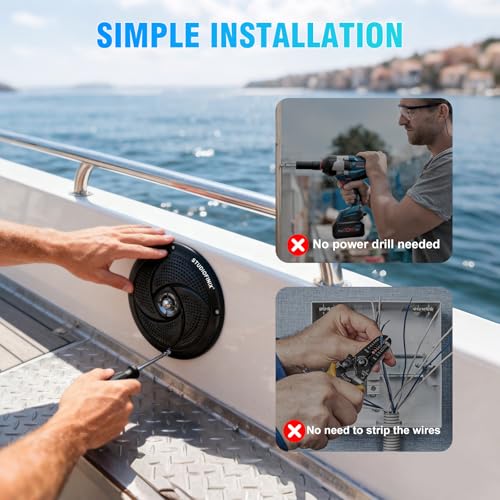 Black Waterproof Marine Speakers 5.25-Inch, 160W 2-Way Outdoor Boat Audio Set
