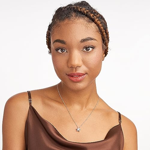 Silver Star Necklace - CZ Pave Star Pendant & Matching Earrings Set