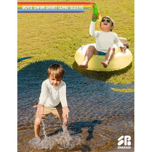Boys Rash Guard Swim Shirts Long Sleeve UPF 50+ Swimwear Toddler Kids Sun Protection SPF Water Surfing Swimming Shirts 0-16Y