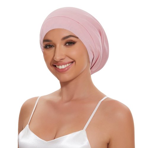 Kafteri Satin Lined Bonnet for Sleeping, Adjustable Hair Bonnets with Stretch Band, Slouchy Bonnet for Curly Hair