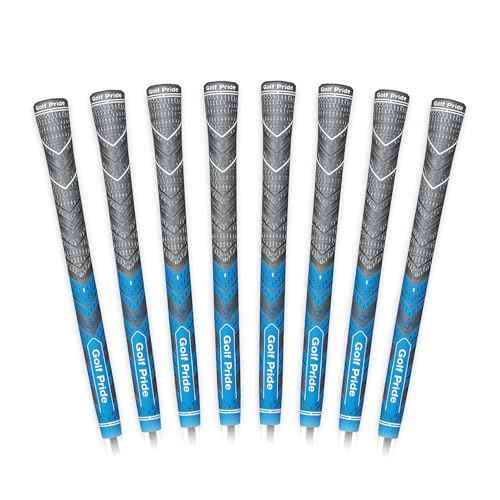Golf Pride MCC Plus4 Golf Club Grip - All-Weather Hybrid Grip with Larger Lower Hand - Brushed Cotton Cord & Pebbled Texture - Blue